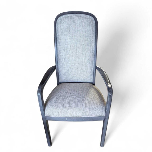 Late 20th Century Set of Six Reupholstered Grey Wood Dining Chairs For Sale - Image 14 of 18