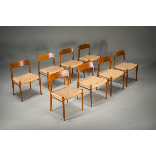 Danish Teak Model 75 Dining Chairs by Niels Møller, 1960s, Set of 8 For Sale - Image 11 of 18