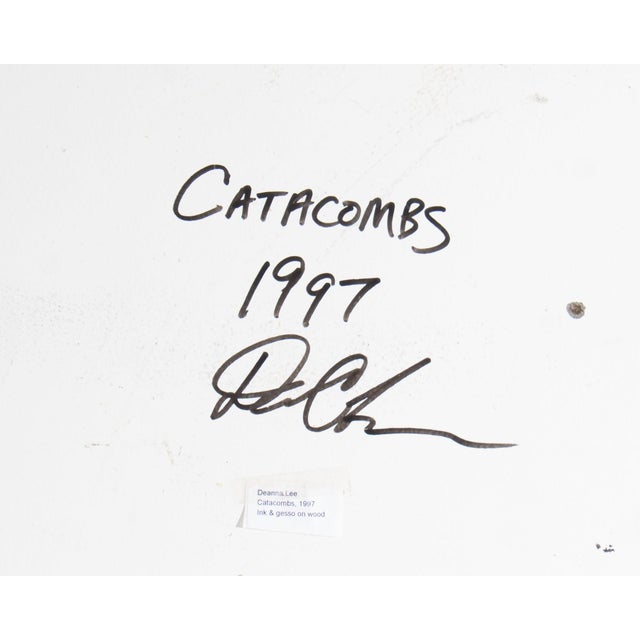 Wood 1997 “Catacombs” Mixed Media on Wood Panel Painting by Deanna Lee For Sale - Image 7 of 8