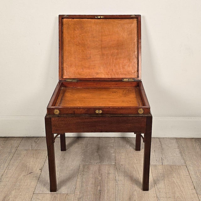 Victorian 19th Century English Victorian Mahogany Brass-Mounted Box on Later Custom Stand For Sale - Image 3 of 9