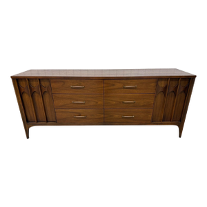 Mid-Century Modern Kent Coffey Perspecta 12-Drawer Walnut Dresser - Refinished