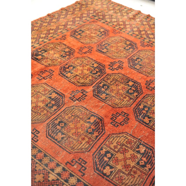 Ersari Burnt Orange, Copper, Rust, Camel & Indigo Square Rug - 8.7 x 9.2 For Sale - Image 10 of 13