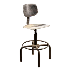 1910s Vintage Industrial Steel Machinist Stool