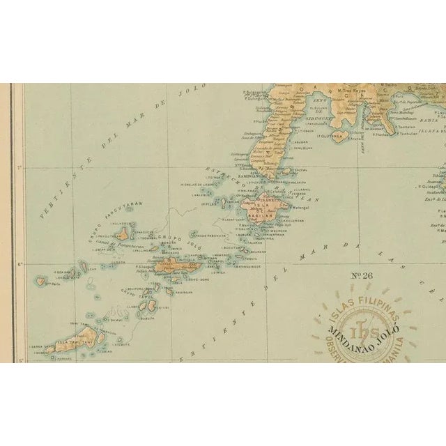 Black Map of the Island of Mindanao and the Sulu Archipelago, 1899 For Sale - Image 8 of 9