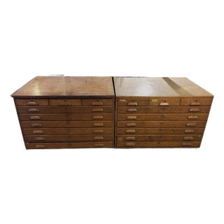 Vintage Hamilton Manufacturing Co. Oak Flat Filing Cabinet, A Pair For Sale