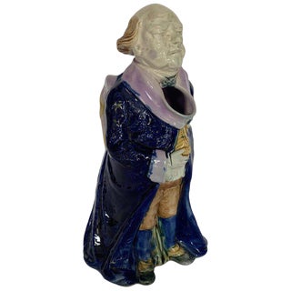 1885 English Majolica Mr. Pickwick Large Pitcher For Sale