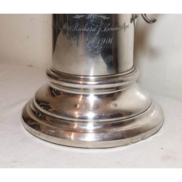 Large Antique 1901 Lutheran Church Presentation Silver Plate Wine Claret Pitcher For Sale - Image 11 of 12