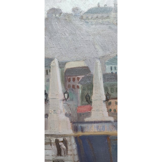 Marcel Ducret, Landscape at the Bridge, 1950s, Oil & Wood For Sale - Image 5 of 11
