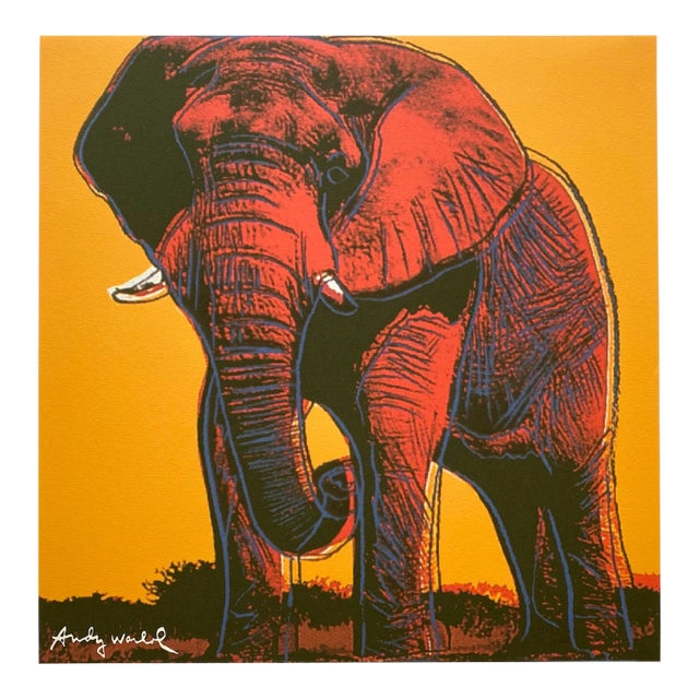 Andy Warhol Vintage 1986 Limited Edition Endangered Species Large Fine Art Lithograph Print " African Elephant " 1983 For Sale