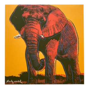 Andy Warhol Vintage 1986 Limited Edition Endangered Species Large Fine Art Lithograph Print " African Elephant " 1983