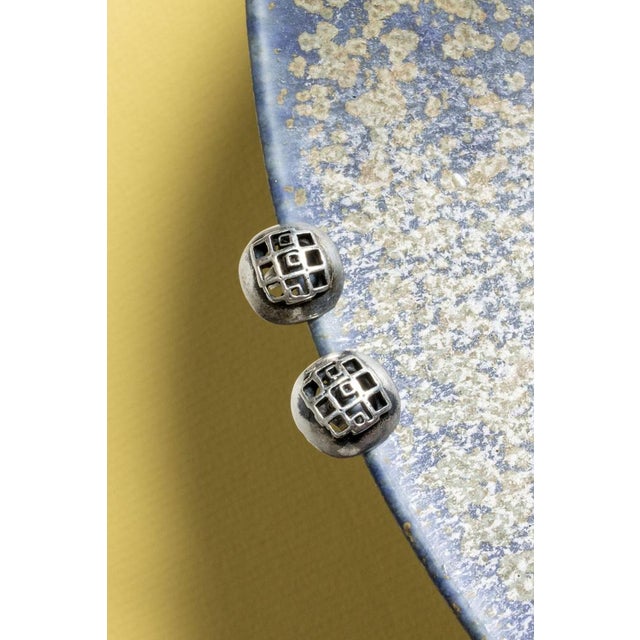 Mid-Century Silver Earrings by Liisa Vitali, 1970s, Set of 2 For Sale - Image 6 of 6