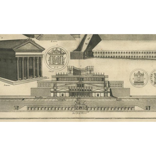 Early 18th Century After Montfaucon, Antique Roman Temple Architecture & Archaeological Plan, 1721, Engraving For Sale - Image 5 of 10