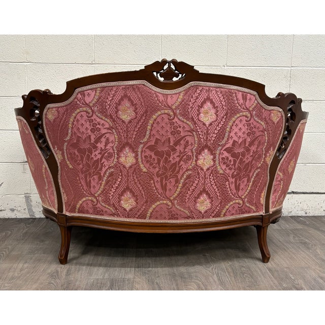 Antique Victorian Rococo Revival French Louis XV Carved Walnut Loveseat Settee For Sale - Image 16 of 16