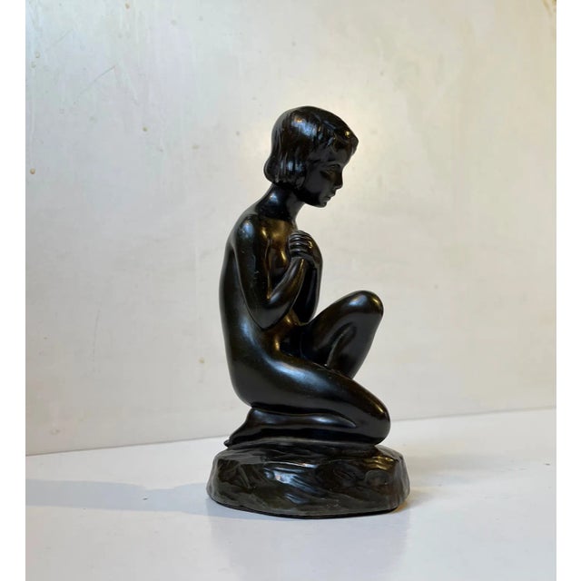 Patinated Sculpture of Young Woman by E. Borch for Just Andersen, 1930s For Sale - Image 12 of 12