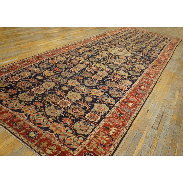 Early 19th Century Excellent Navy Blue and Red Color With Florid and Symmetric Design Antique N W Persian Rug For Sale - Image 5 of 12