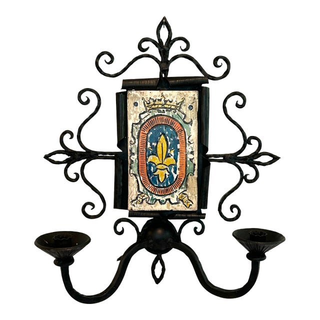 Antique French Wrought Iron Sconce For Sale