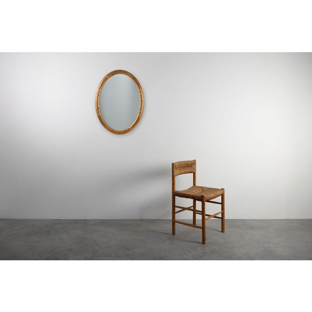 Art Deco French Oval Gilded Mirror in Carved Wood, 1920s For Sale - Image 3 of 10