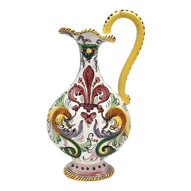 Vintage MCM Italian Pottery Pedestal Cruet Vase For Sale