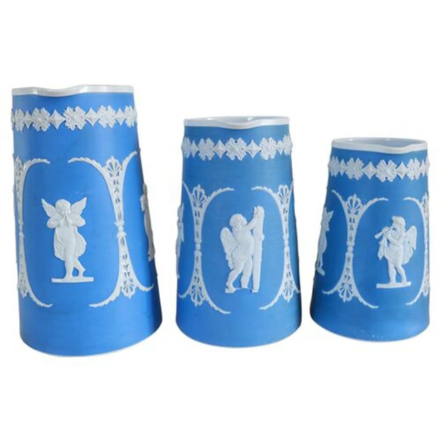 Victorian Antique Raised Pattern Cherub Jugs, Set of 3 For Sale - Image 3 of 5