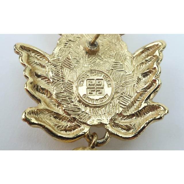Givenchy Gold Plate White Drop Dangle Earrings, 1980's For Sale - Image 9 of 10