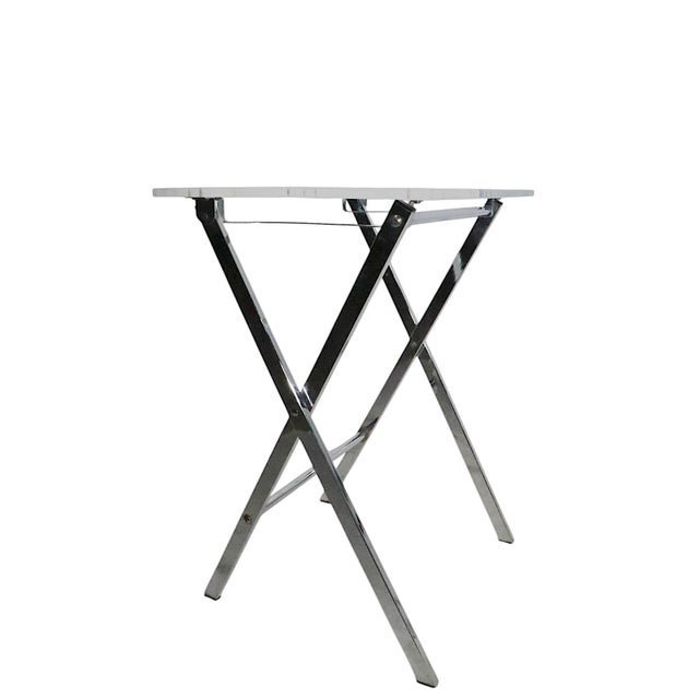Charles Hollis Jones Post Modern Hollywood Regency Lucite Chrome Folding Table Set C 1970's For Sale - Image 4 of 12