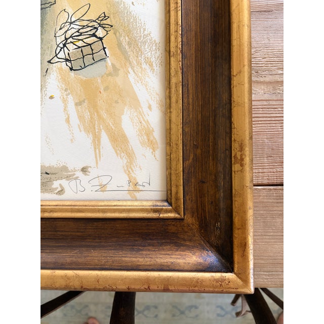 Wood 1970s “Fishing Boats” by Bruno Zupan Signed Limited Edition Lithograph 14/200 17x33 - Framed For Sale - Image 7 of 12