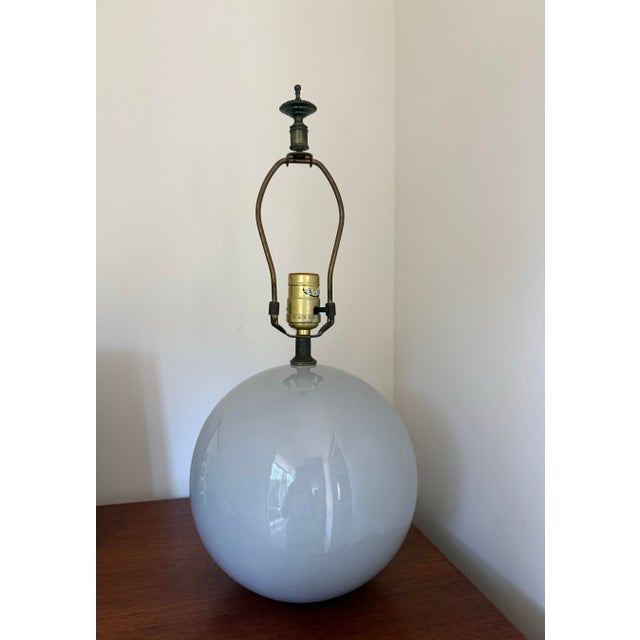 Vintage Spherical Ceramic Robins Egg Blue Table Lamp For Sale - Image 9 of 9