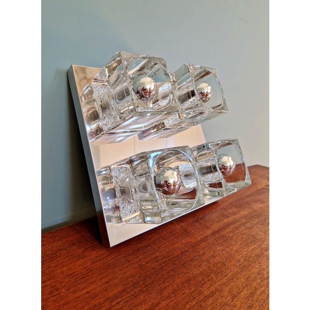 Ice Cube Square Ceiling Light in Chromed Metal and Glass from Peill & Putzler, 1970 For Sale - Image 14 of 17