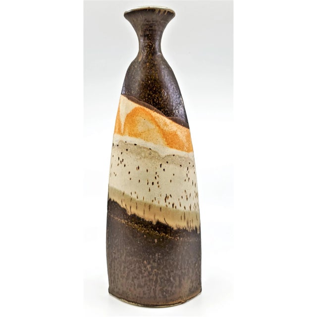 1970s Studio Art Pottery Ceramic Vase, Signed For Sale - Image 13 of 13