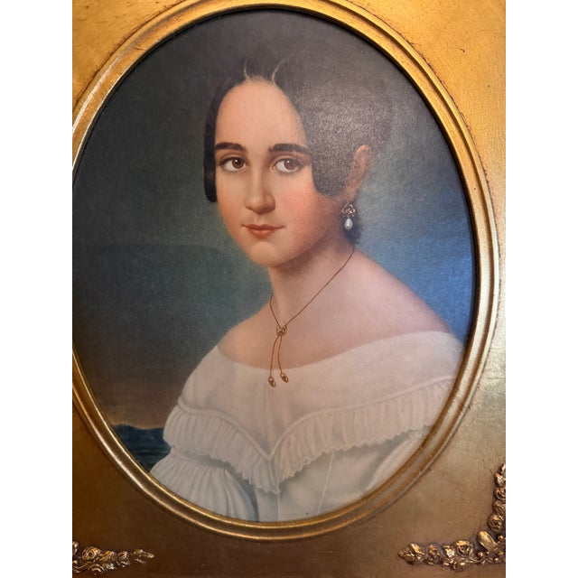 Victorian 1940s Gold Framed Portraits: Thomas Sully "Major Biddle" & Anna Von Jagemann "Old Vienna" - A Pair For Sale - Image 3 of 16