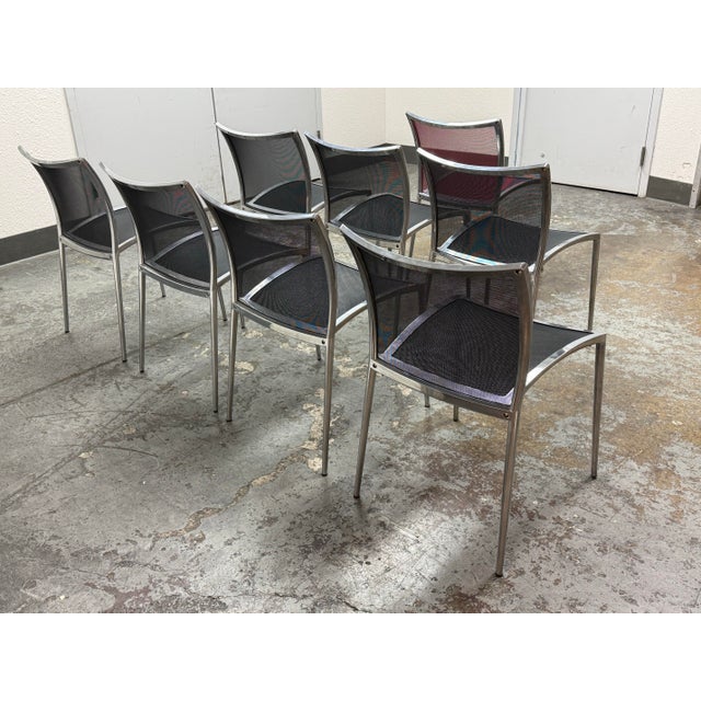 Late 20th Century Roberto Barbieri for Zanotta Zilli Stacking Chairs, Set of Eight For Sale - Image 5 of 12