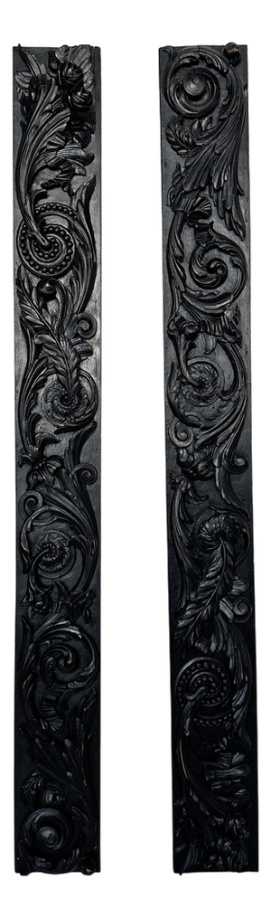 Vintage Wood Sculptures, 1890s, Set of 2