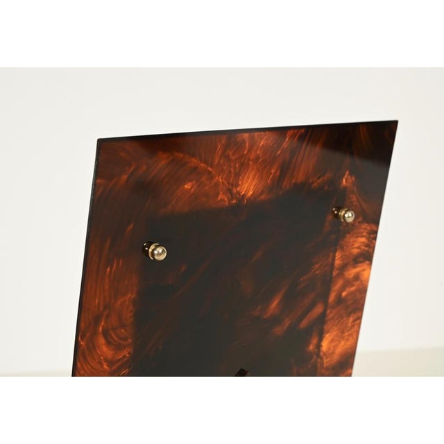 Metal Large Photo Frame in Gilt Brass and Acrylic Tortoiseshell from Dior, Italy, 1970s For Sale - Image 7 of 14