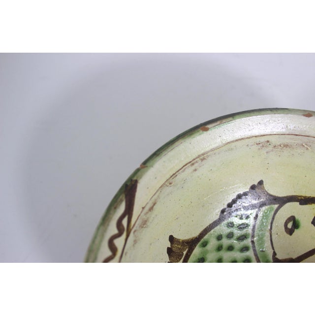 Vintage Clay Pottery Fish Bowl in the Style of Byzantine Half Glazed Ceramics For Sale - Image 6 of 9