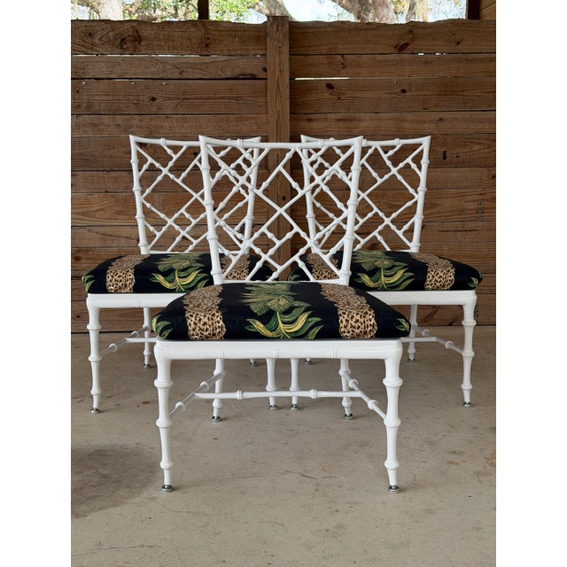 Vintage Regency Phyllis Morris Faux Bamboo Lattice Lounge Chair For Sale - Image 10 of 10