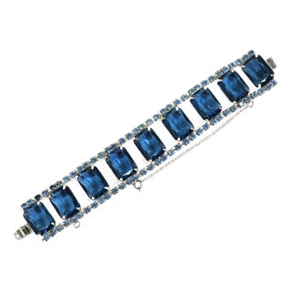 Vintage Sapphire Crystal Bracelet 1960s For Sale