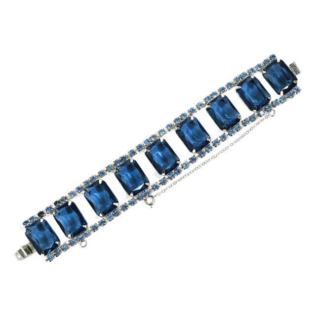 Vintage Sapphire Crystal Bracelet 1960s For Sale