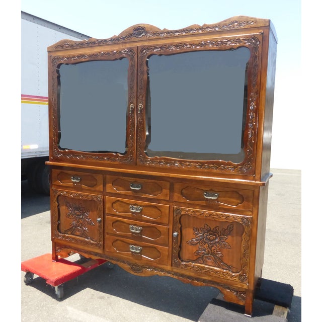 Spanish Style Ornately Carved Hutch China Cabinet Mission Arts