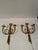 Pair of Italian horn motif brass sconces with tassels and bows.