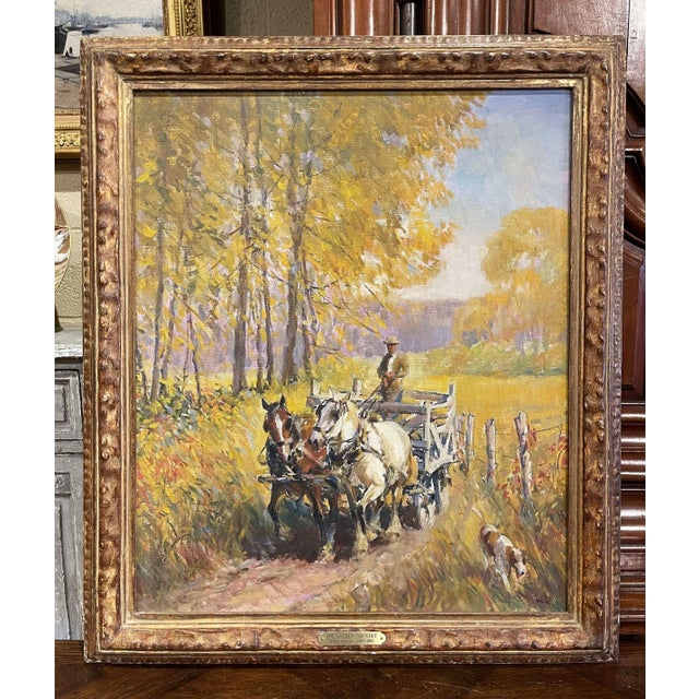 Mid 20th Century Mid-Century American Oil Painting “The Golden Country” by Walter Krawiec For Sale - Image 5 of 13