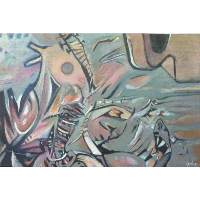 "La Guitarra" Surreal Oil and Acrylic Painting by Scott Spencer For Sale