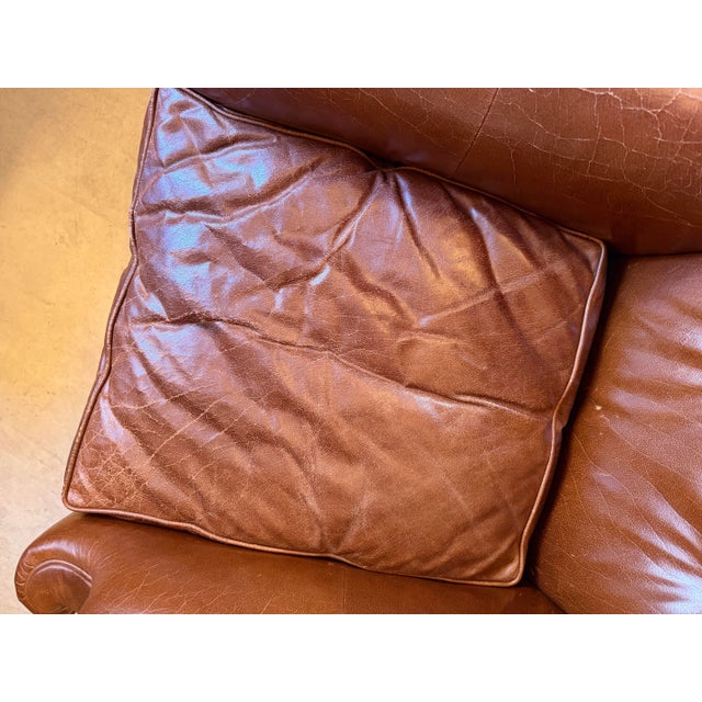 William Alan for Abc Carpet and Home Traditional Brown Leather Club Chairs Tufted Club Chair For Sale - Image 9 of 12