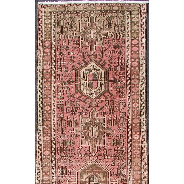 Measures: 2'5 x 15'5. Long narrow runner, multi-medallion two-toned Heriz runner from Persia, Keivan Woven Arts / rug...