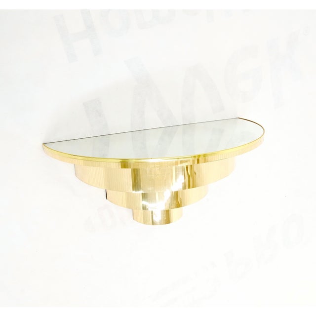 Mid-Century Modern 1970s Petit Demilune Shape Mirror Top Console Table For Sale - Image 10 of 10