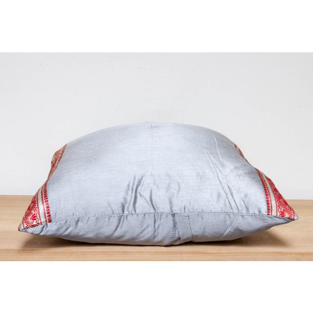 Modern Gray Festive Silk Euro Pillow Cover For Sale In Los Angeles - Image 6 of 7