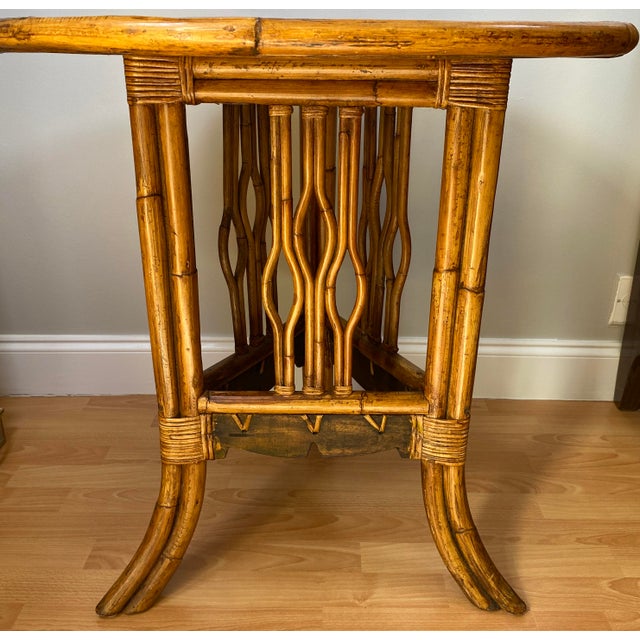 Sculpted Bamboo Side Table With Hand Decorated Top For Sale - Image 9 of 9