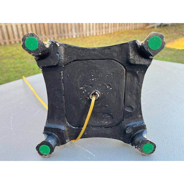 Wood Vintage 1980s Italian Ceramic & Wood Gilt & Aqua Neoclassical-Style Empire Table Lamps For Sale - Image 7 of 18