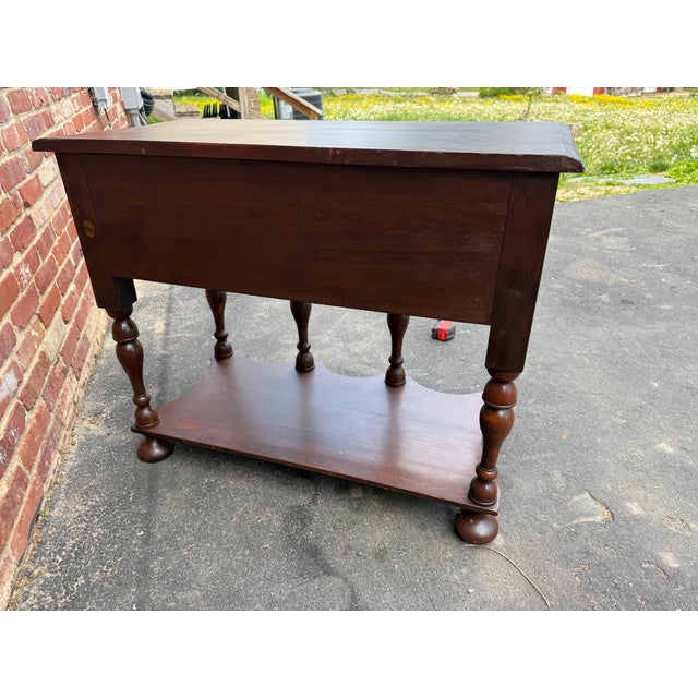 Antique William & Mary Walnut and Burl Walnut Veneer Lowboy Console Table For Sale - Image 13 of 18