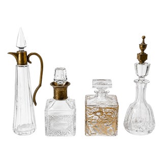 Glass and Crystal Mug and Threee Bottles by Atlantis and Topaz, Set of 4 For Sale