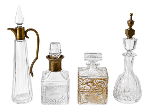 Glass and Crystal Mug and Threee Bottles by Atlantis and Topaz, Set of 4